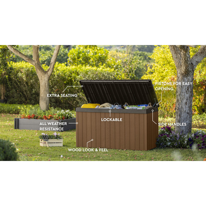 Keter Darwin 150 Gallon Resin Large Deck Box Organization And Storage